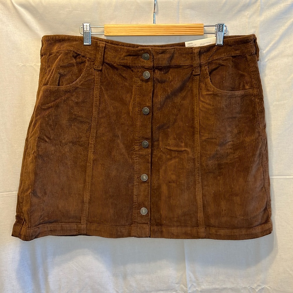 American Eagle Women’s Brown Button Front Stretch Corduroy Miniskirt Size 20 NWT